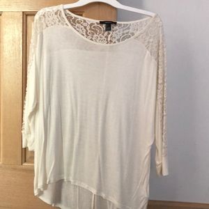 Beige long sleeve laced shirt